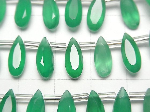 [Video]High Quality Green Onyx AAA Pear shape Faceted 12x5mm half or 1strand (18pcs )