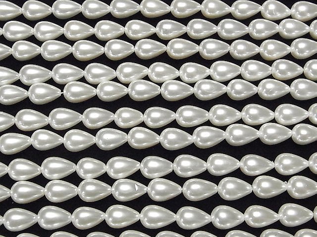 [Video]Shell Pearl White Drop 12x8x8mm 1strand beads (aprx.15inch/37cm)