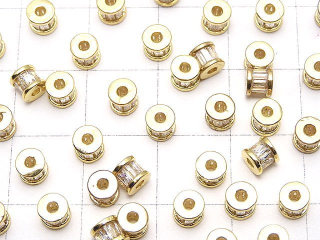 Metal Parts Roundel 4.5x4.5x4mm Gold (with CZ) 2pcs