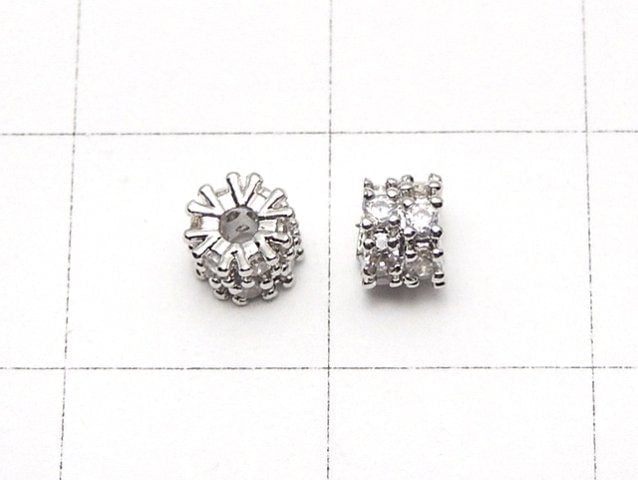 Metal Parts Roundel 4x4x3.5mm Silver (with CZ) 2pcs
