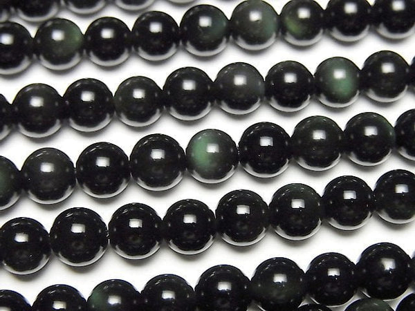 [Video] Green Obsidian Round 6mm 1strand beads (aprx.15inch/37cm)