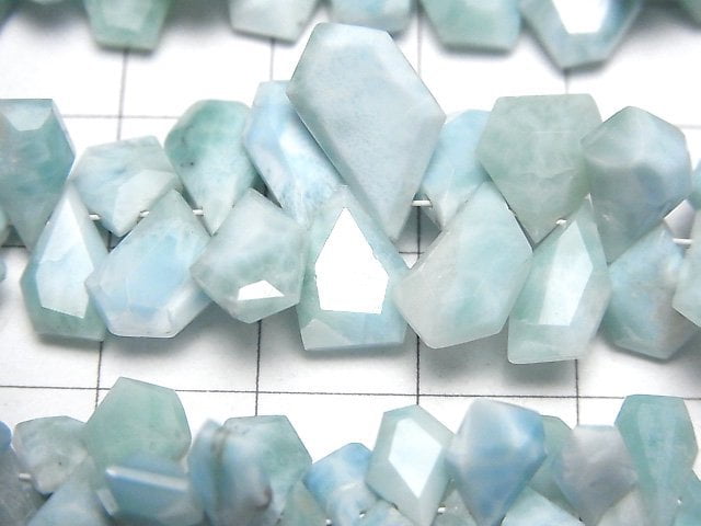 [Video]Larimar Pectolite AA++ Rough Slice Faceted half or 1strand beads (aprx.4inch/10cm)