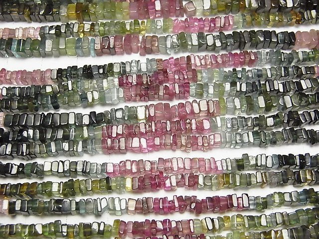 [Video] Multi color Tourmaline AA++ Square Roundel (disc) half or 1strand beads (aprx.15inch/38cm)