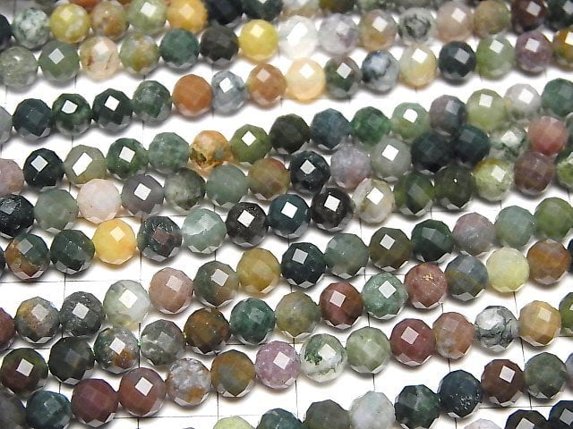 [Video]High Quality! Indian Agate Faceted Round 6mm 1strand beads (aprx.15inch/36cm)