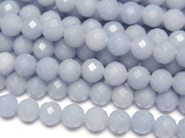 [Video]High Quality! Angelite AAA 64Faceted Round 6mm 1strand beads (aprx.15inch/37cm)