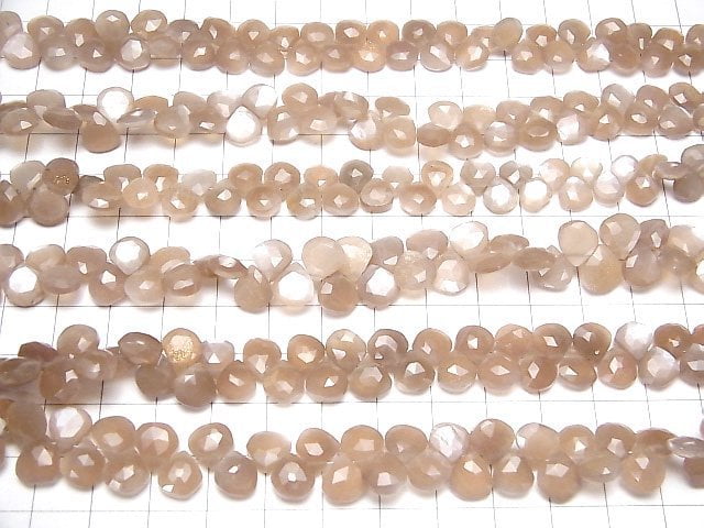 [Video]High Quality Brown Moonstone AA++ Chestnut Faceted Briolette 1strand beads (aprx.7inch/18cm)