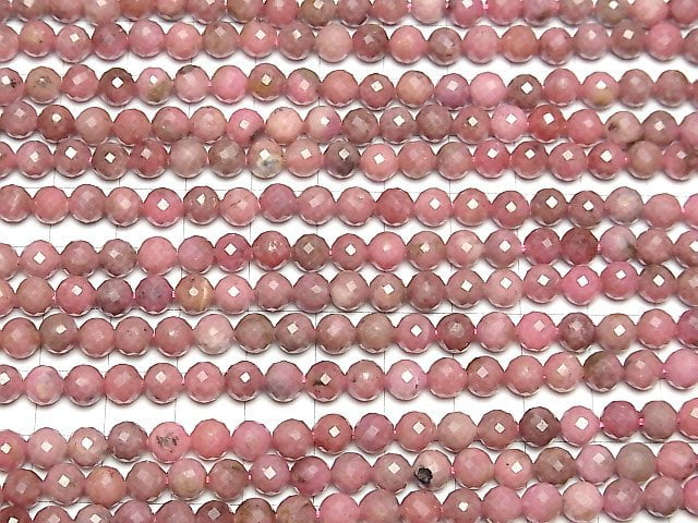 [Video]High Quality! Rhodonite AA 64Faceted Round 6mm 1strand beads (aprx.15inch/36cm)