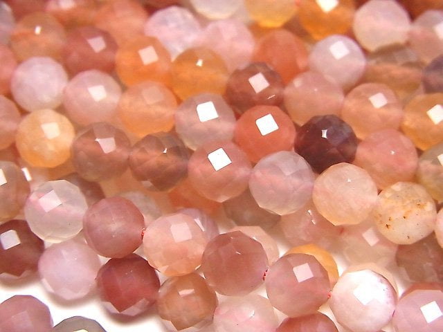 [Video]High Quality! Red-Pink Botswana Agate 64Faceted Round 6mm 1strand beads (aprx.15inch/37cm)
