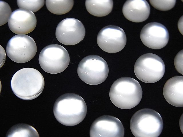 [Video] White Shell x Crystal AAA Round Cabochon 8x8mm 3pcs