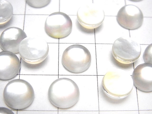 [Video] White Shell x Crystal AAA Round Cabochon 8x8mm 3pcs