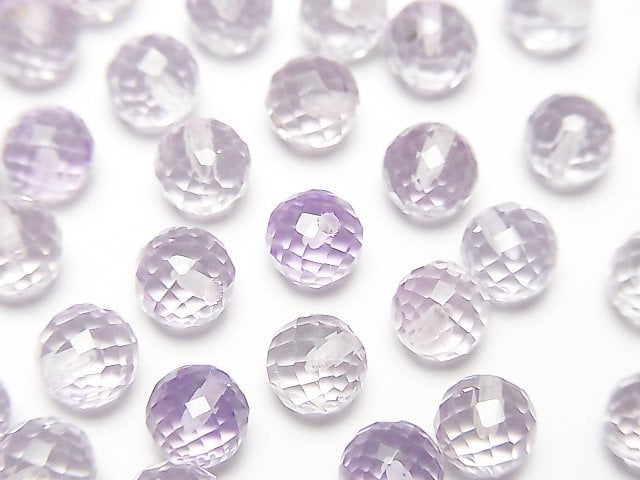 [Video]High Quality Light Color Amethyst AAA Half Drilled Hole Faceted Round 6mm 5pcs