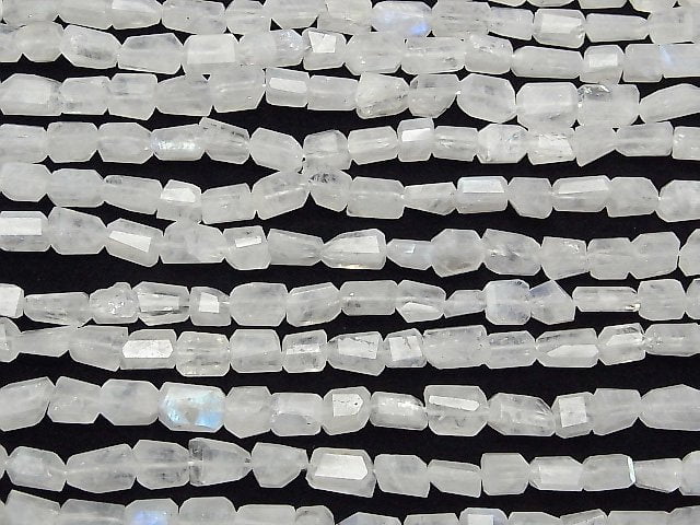 [Video]High Quality Rainbow Moonstone AA++ Faceted Nugget 1strand beads (aprx.9inch/24cm)