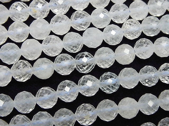 [Video]High Quality! Natural White Topaz AA++ Faceted Round 6mm half or 1strand beads (aprx.15inch/37cm)