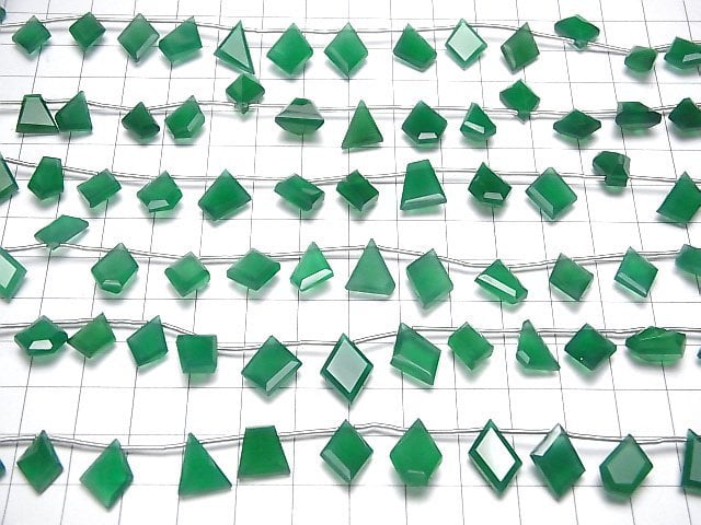 [Video]High Quality Green Onyx AAA fancy shape cut 1strand beads (aprx.6inch/14cm)