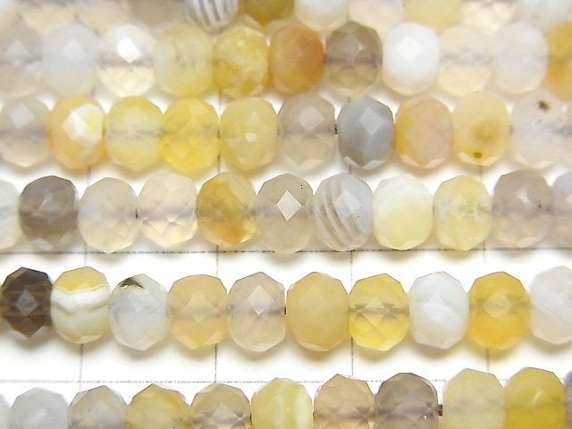 [Video]High Quality! Botswana Agate Faceted Button Roundel 6x6x4mm half or 1strand beads (aprx.15inch/37cm)