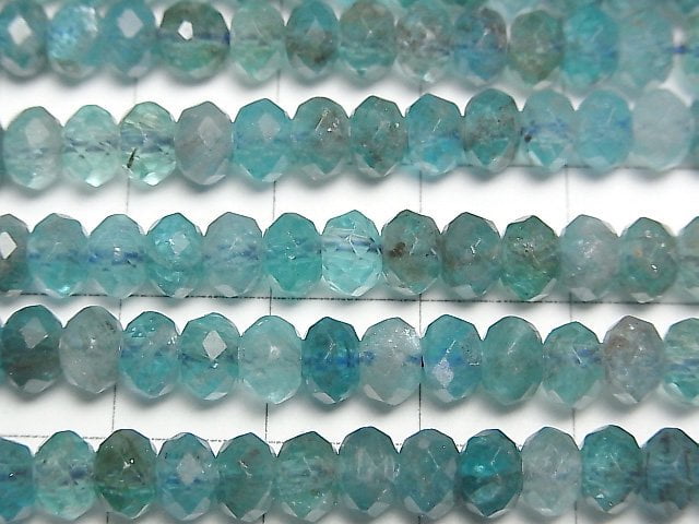 [Video]High Quality! Apatite AA+ Faceted Button Roundel 6x6x4mm half or 1strand beads (aprx.15inch/37cm)