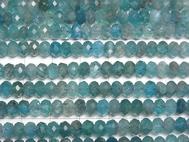 [Video]High Quality! Apatite AA+ Faceted Button Roundel 6x6x4mm half or 1strand beads (aprx.15inch/37cm)