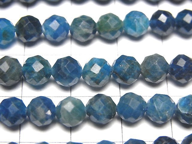 [Video]High Quality! Blue Apatite AA 64Faceted Round 6mm 1strand beads (aprx.15inch/36cm)