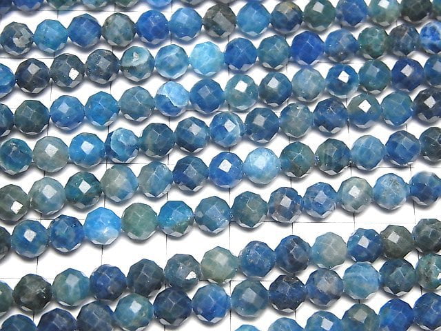 [Video]High Quality! Blue Apatite AA 64Faceted Round 6mm 1strand beads (aprx.15inch/36cm)