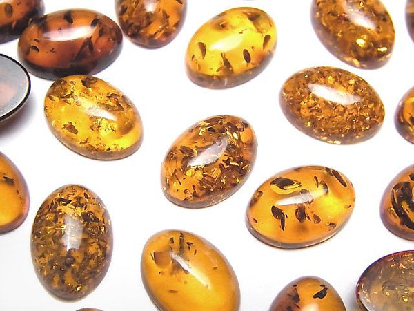 [Video] Cracked Baltic Amber Oval Cabochon 14x10mm 2pcs