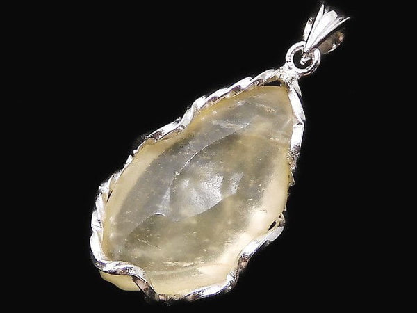 [Video][One of a kind] Libyan Desert Glass Rough Rock Nugget Pendant Silver925 NO.442