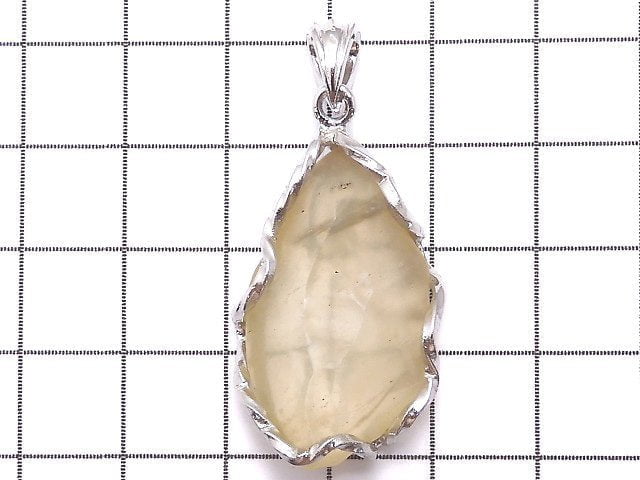 [Video][One of a kind] Libyan Desert Glass Rough Rock Nugget Pendant Silver925 NO.442