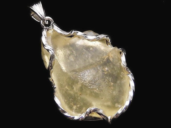 [Video][One of a kind] Libyan Desert Glass Rough Rock Nugget Pendant Silver925 NO.443
