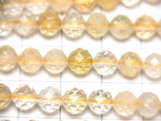 [Video]High Quality! Light color Citrine AA++ 64Faceted Round 6mm 1strand beads (aprx.15inch/36cm)