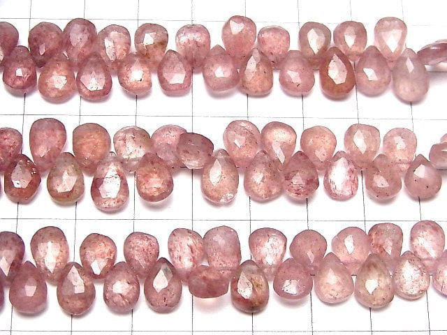 [Video]High Quality Pink Epidote AA++ Pear shape Faceted Briolette 1strand beads (aprx.7inch/18cm)