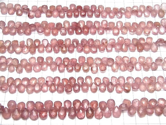 [Video]High Quality Pink Epidote AA++ Pear shape Faceted Briolette 1strand beads (aprx.7inch/18cm)