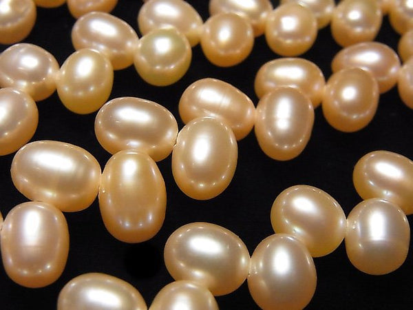 [Video]Fresh Water Pearl AAA- Rough Drop 6x5mm Orange Top Side Drilled Hole 1strand beads (aprx.15inch/37cm)