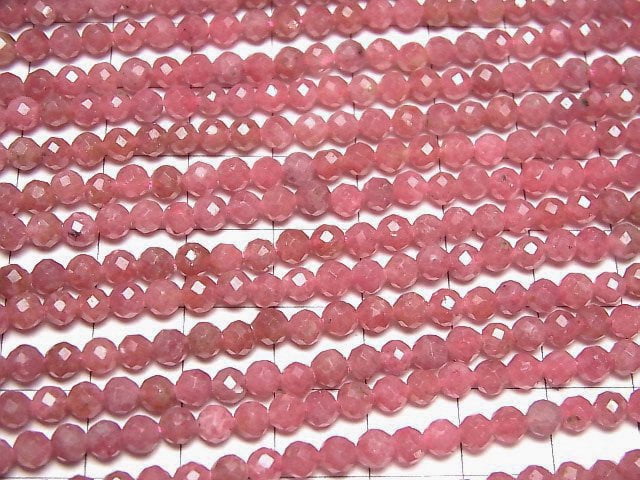 [Video]High Quality! Brazilian Imperial Rhodonite AA++ Faceted Round 4.5mm 1strand beads (aprx.15inch/37cm)