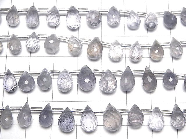 [Video]High Quality Iolite AA++ Drop Faceted Briolette 1strand beads (aprx.7inch/18cm)
