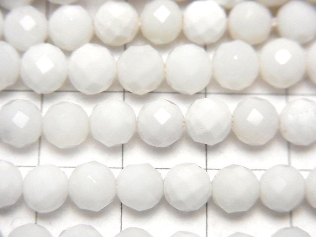 [Video]High Quality! White Onyx AAA- 64Faceted Round 6mm half or 1strand beads (aprx.15inch/37cm)