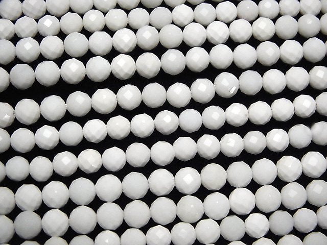 [Video]High Quality! White Onyx AAA- 64Faceted Round 6mm half or 1strand beads (aprx.15inch/37cm)