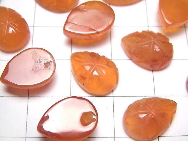 [Video]High Quality Carnelian AAA- Carved Pear shape Cabochon 14x10mm 2pcs
