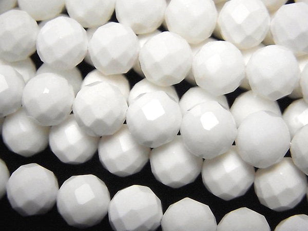 [Video]High Quality! White Onyx AAA- 64Faceted Round 8mm half or 1strand beads (aprx.15inch/37cm)