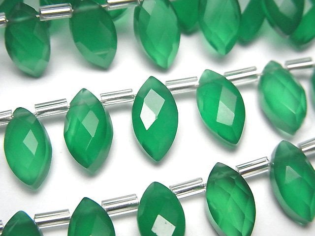 [Video]High Quality Green Onyx AAA Marquise Faceted Briolette 12x6mm 1strand (12pcs )