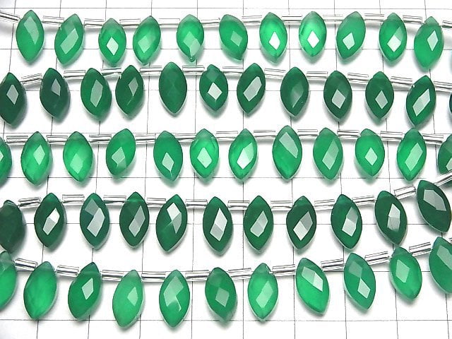 [Video]High Quality Green Onyx AAA Marquise Faceted Briolette 12x6mm 1strand (12pcs )