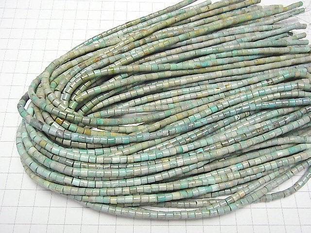 [Video]Turquoise AA+ Tube (Roundel )4x4x4mm half or 1strand beads (aprx.15inch/38cm)