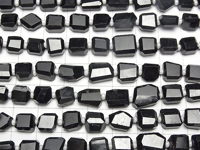[Video]Black Tourmaline Faceted Nugget 1strand beads (aprx.14inch/34cm)