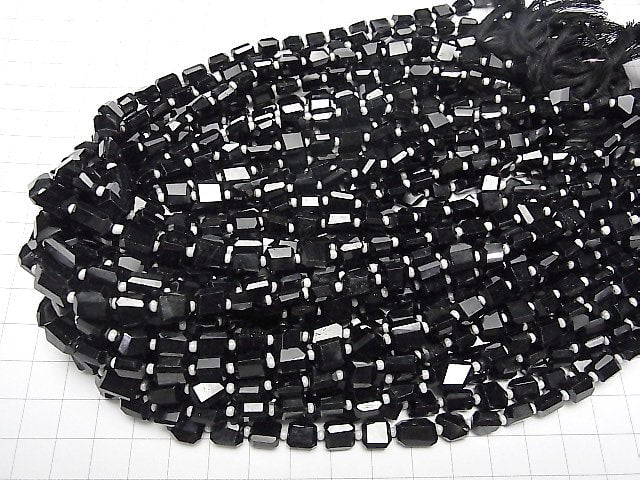 [Video]Black Tourmaline Faceted Nugget 1strand beads (aprx.14inch/34cm)