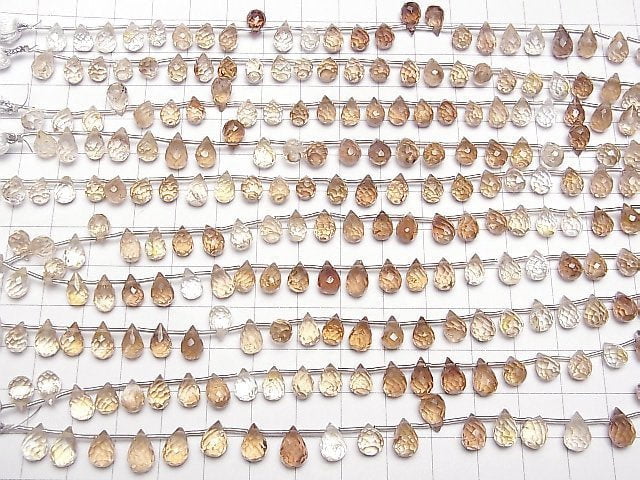[Video]High Quality Brown Topaz AAA Drop Faceted Briolette half or 1strand beads (aprx.7inch/18cm)