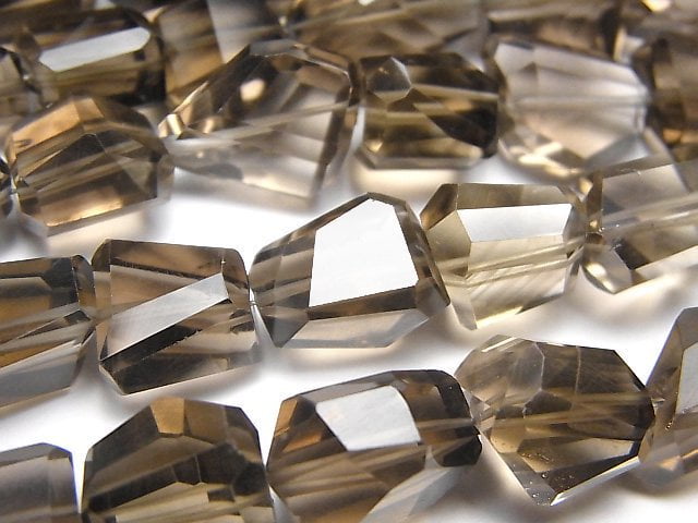 [Video]High Quality Smoky Quartz AAA Faceted Nugget [Dark color] half or 1strand beads (aprx.14inch/34cm)