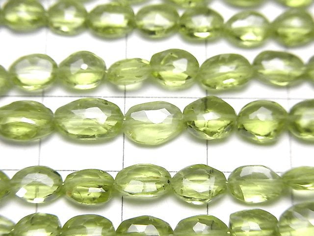[Video]High Quality Peridot AAA- Faceted Oval 1strand beads (aprx.7inch/18cm)
