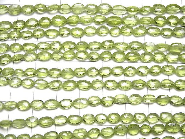 [Video]High Quality Peridot AAA- Faceted Oval 1strand beads (aprx.7inch/18cm)