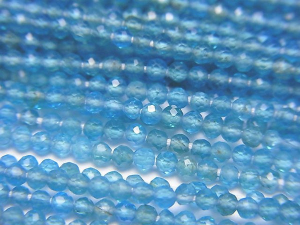 [Video]High Quality! Neon Blue Apatite AA++ Faceted Round 2mm 1strand beads (aprx.12inch/30cm)