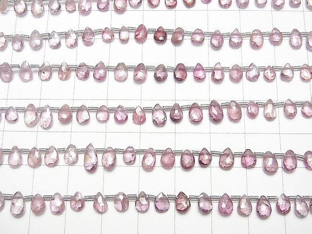 [Video]High Quality Multicolor Spinel AAA- Pear shape Faceted Briolette [Pink Red] 1strand beads (aprx.7inch/18cm)