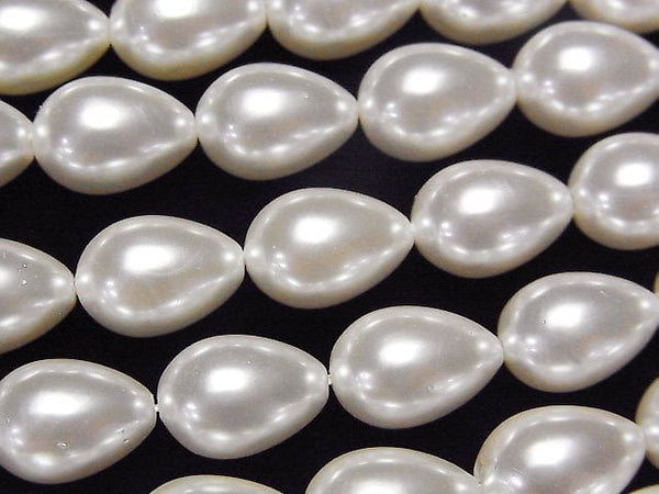 [Video]Shell Pearl White Drop 14x10x10mm 1strand beads (aprx.15inch/37cm)