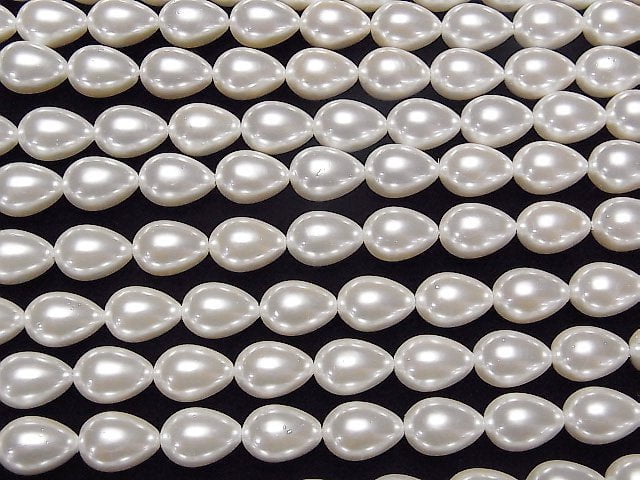 [Video]Shell Pearl White Drop 14x10x10mm 1strand beads (aprx.15inch/37cm)